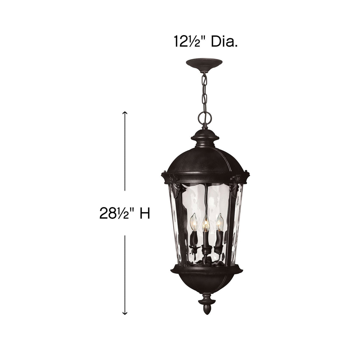 Windsor Outdoor Pendant Light - line drawing.