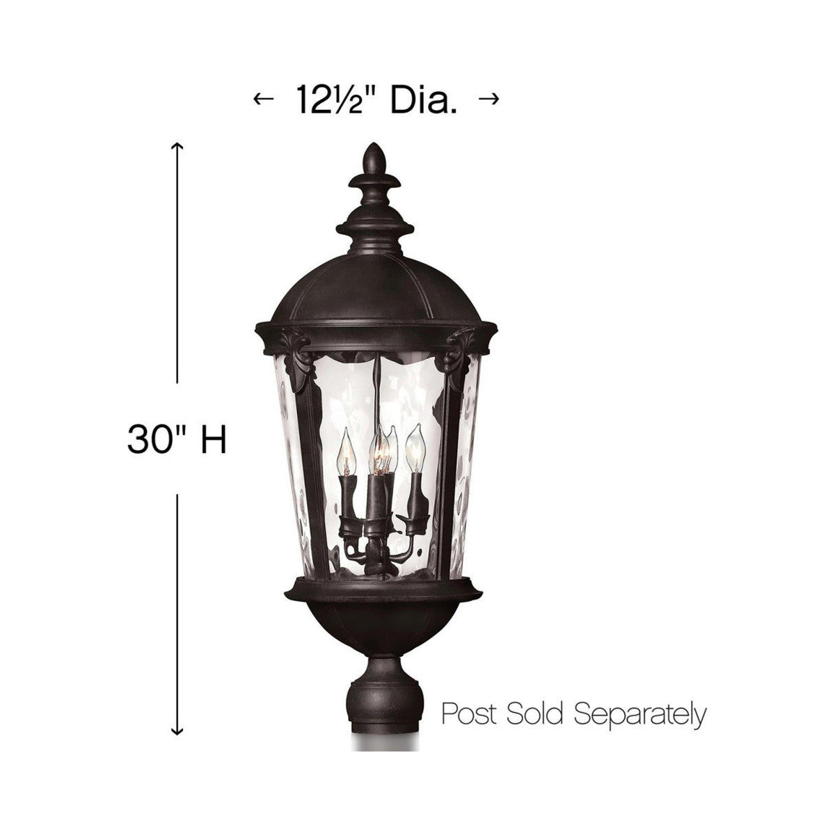 Windsor Outdoor Post Light - line drawing.