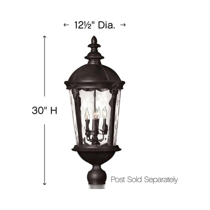 Windsor Outdoor Post Light - line drawing.