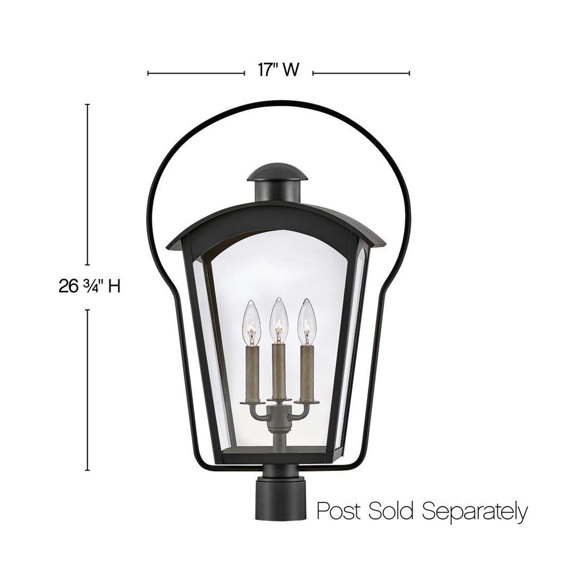 Yale Outdoor Post Light - line drawing.