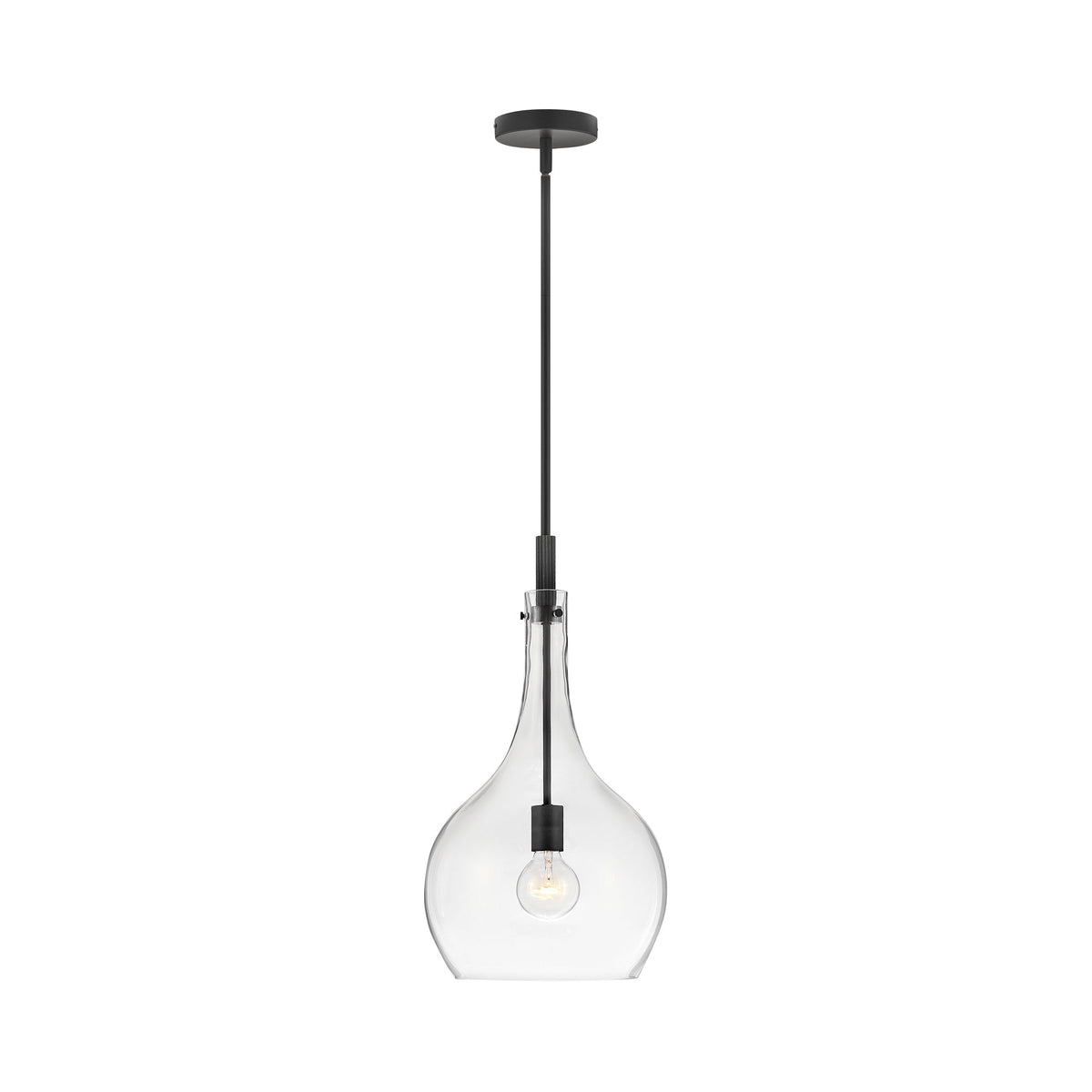Ziggy Pendant Light in Black (Glass Shade).
