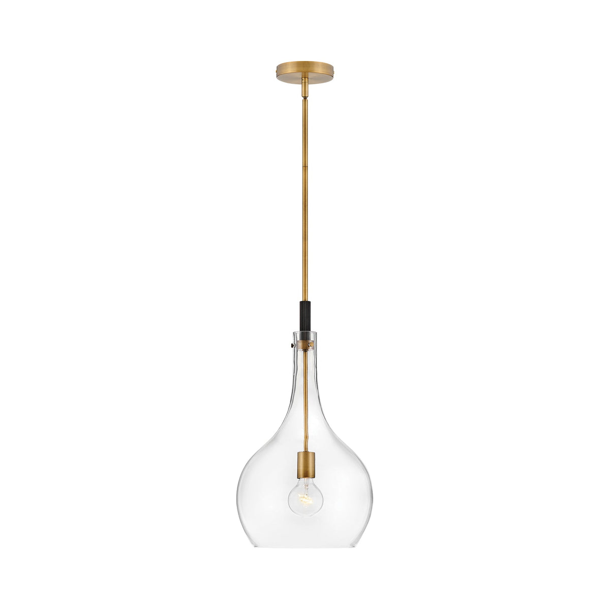 Ziggy Pendant Light in Heritage Brass/Black (Glass Shade).