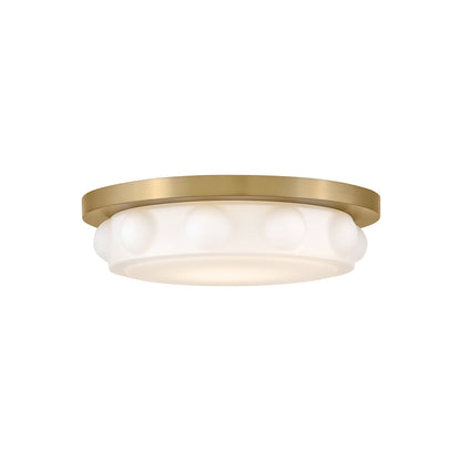 Zoey LED Flush Mount Ceiling Light in Lacquered Brass (14-Inch).