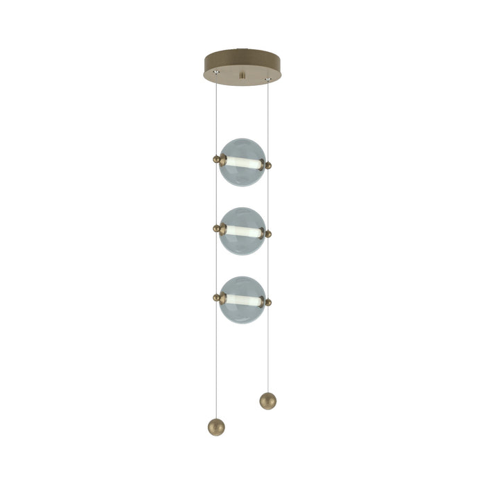 Abacus 3-Light LED Pendant Light in Soft Gold (Cool Grey Glass).