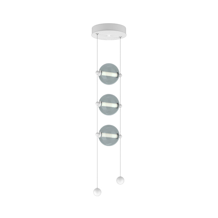 Abacus 3-Light LED Pendant Light in White (Cool Grey Glass).