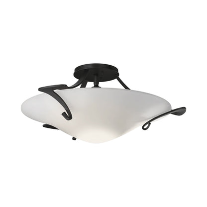 Antasia Semi Flush Mount Ceiling Light in Black (Opal Glass).