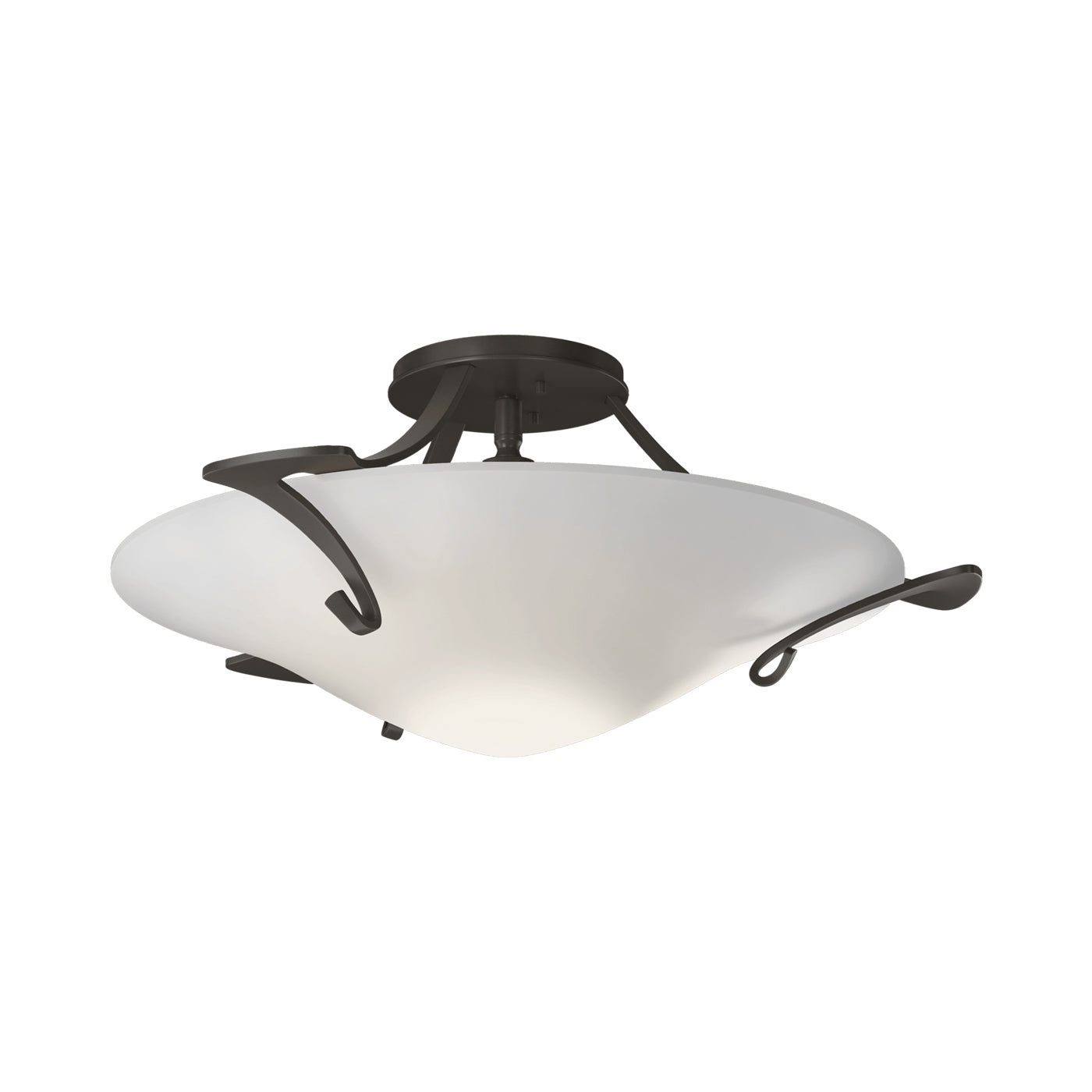 Antasia Semi Flush Mount Ceiling Light in Dark Smoke (Opal Glass).