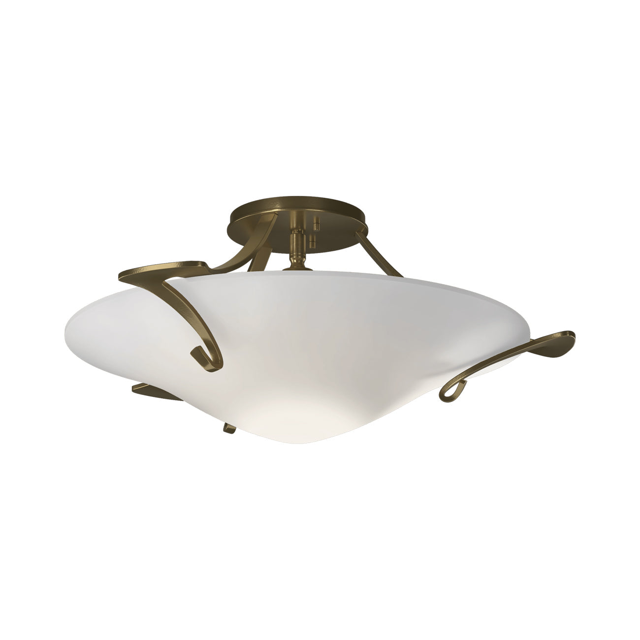 Antasia Semi Flush Mount Ceiling Light in Modern Brass (Opal Glass).