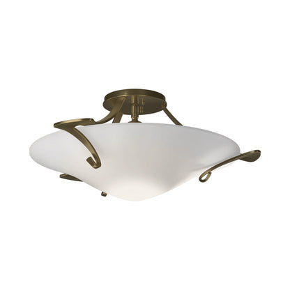 Antasia Semi Flush Mount Ceiling Light in Modern Brass (Opal Glass).