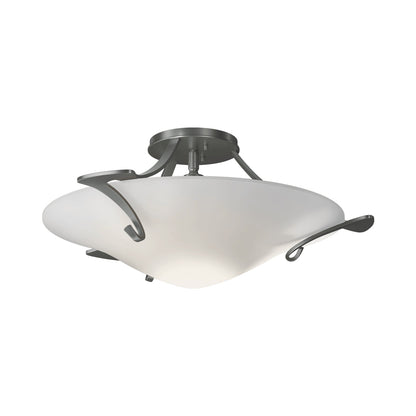 Antasia Semi Flush Mount Ceiling Light in Vintage Platinum (Opal Glass).