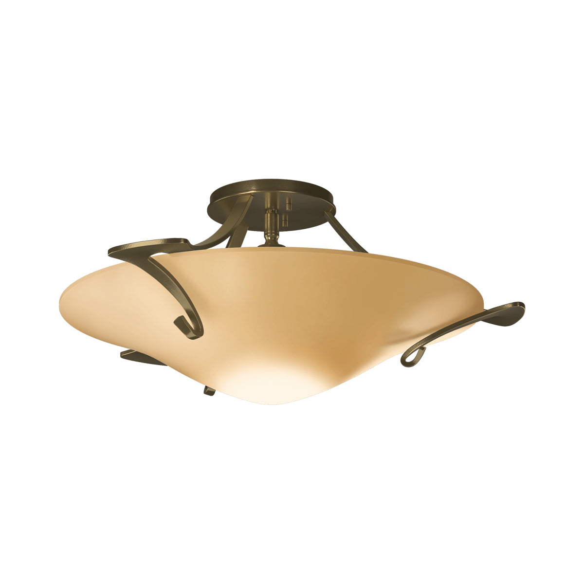 Antasia Semi Flush Mount Ceiling Light in Modern Brass (Sand Glass).