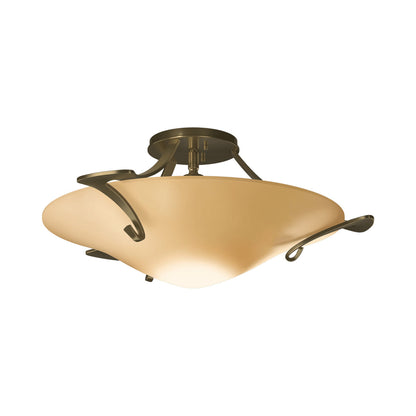 Antasia Semi Flush Mount Ceiling Light in Modern Brass (Sand Glass).