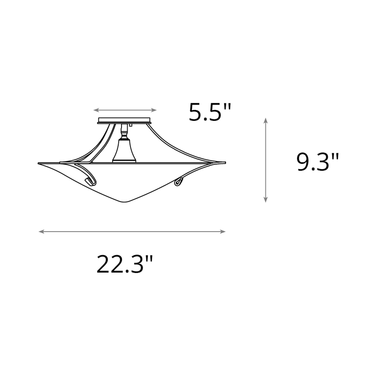 Antasia Semi Flush Mount Ceiling Light - line drawing.