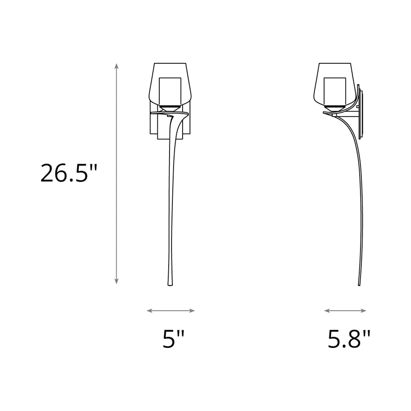 Antasia Wall Light - line drawing.