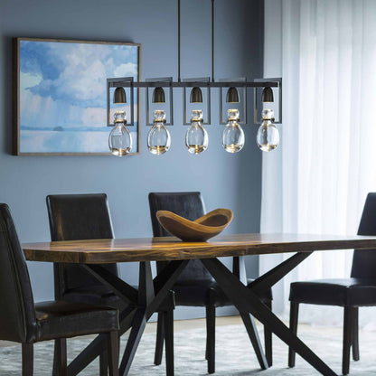 Apothecary Linear Pendant Light in dining room.