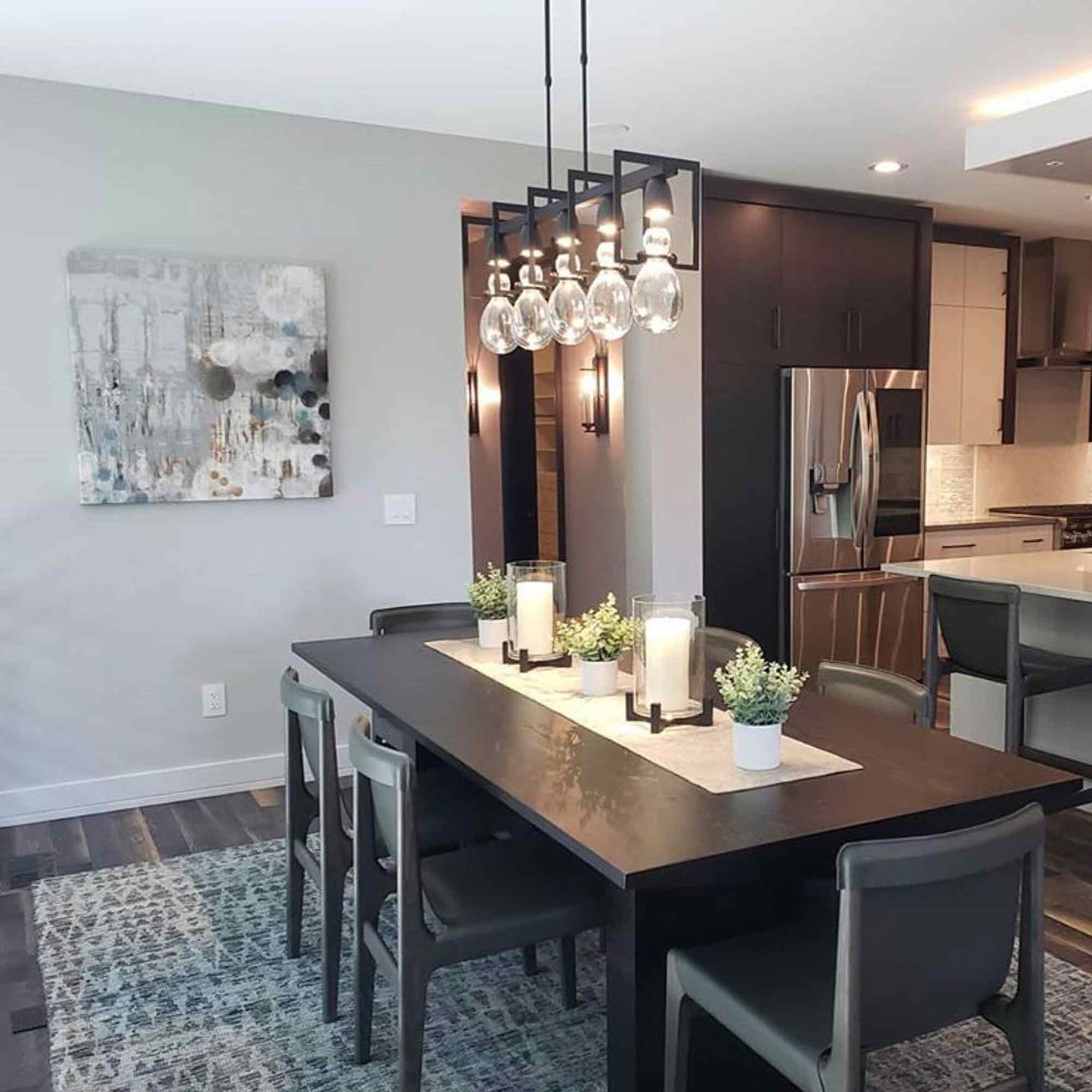 Apothecary Linear Pendant Light in dining room.