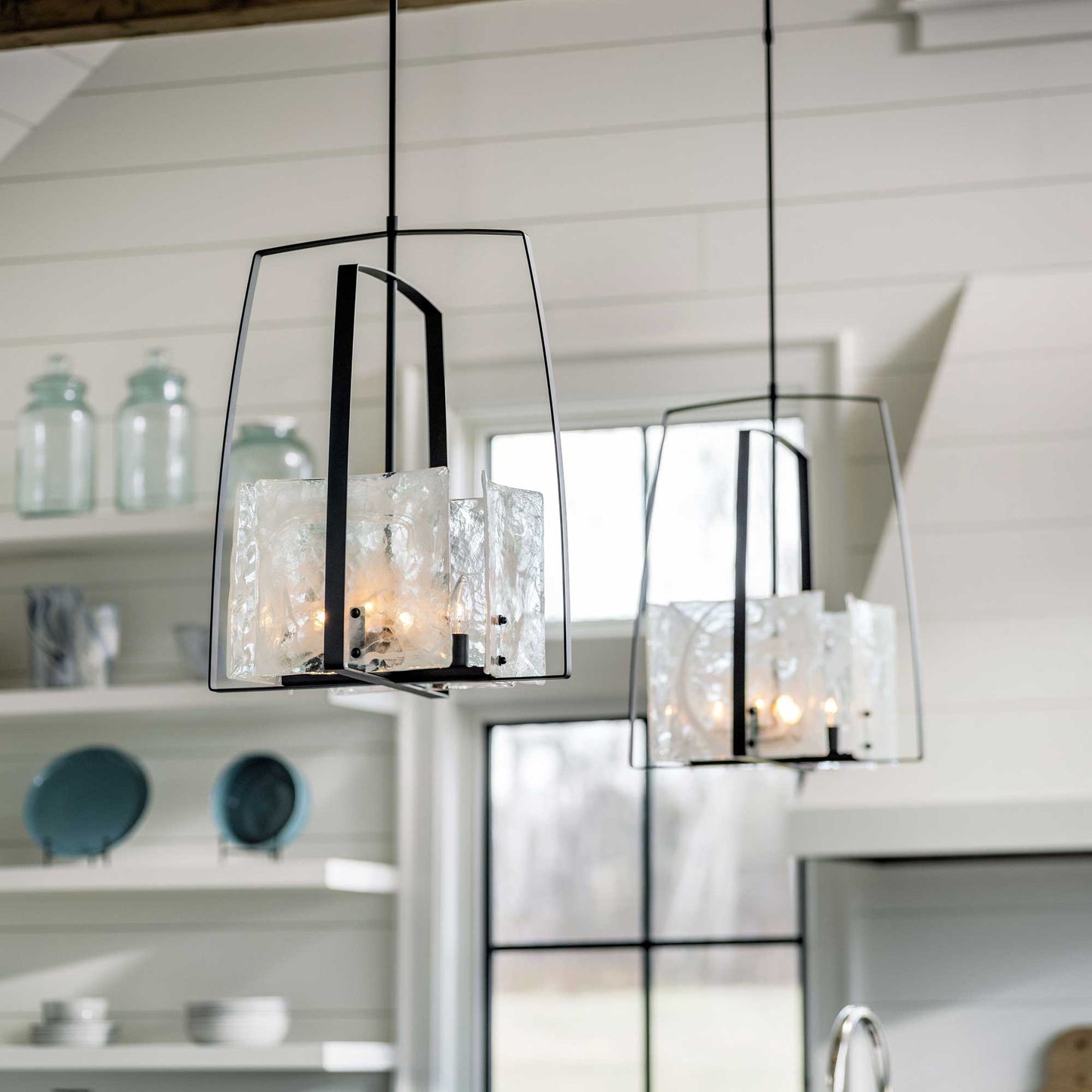 Arc Pendant Light in kitchen.