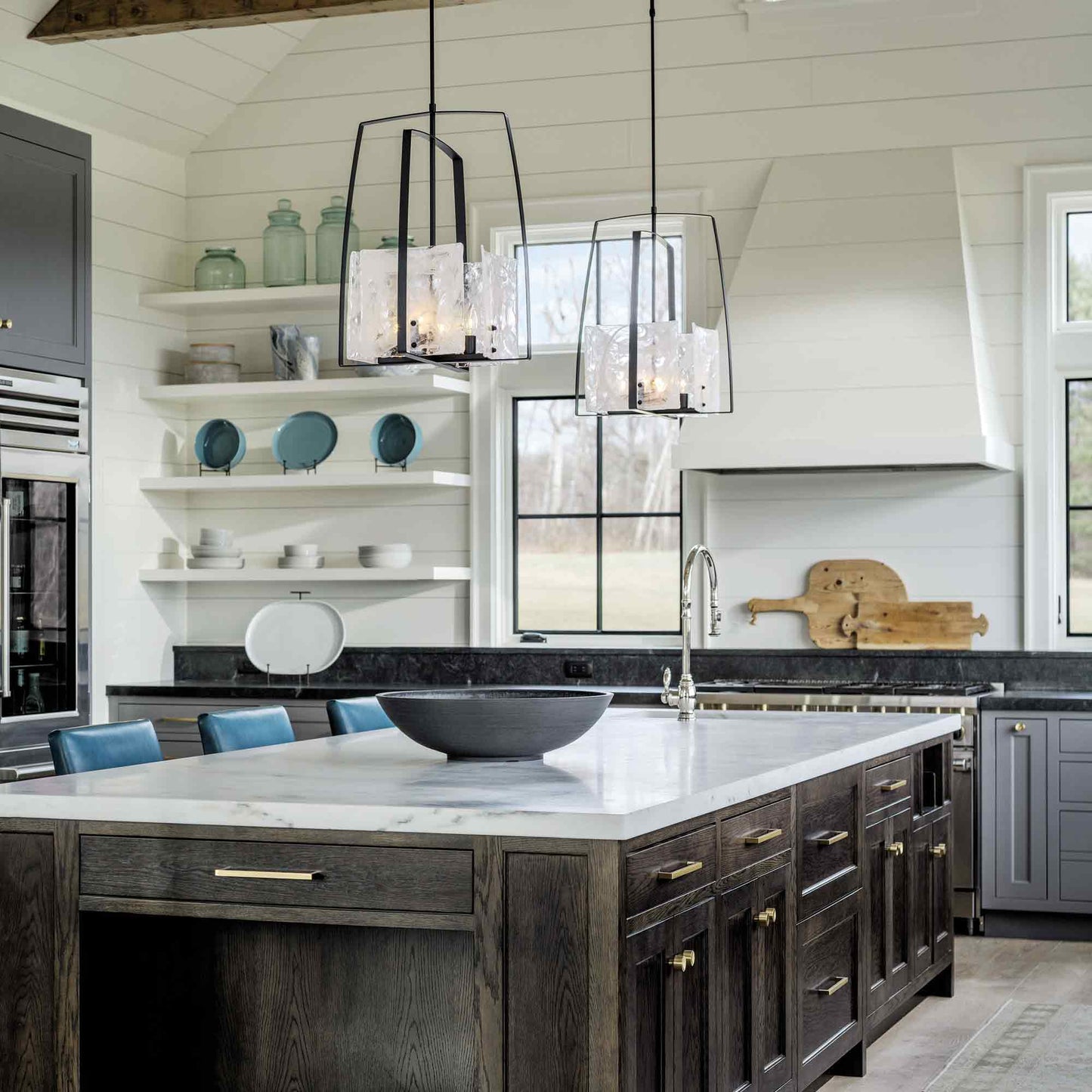 Arc Pendant Light in kitchen.