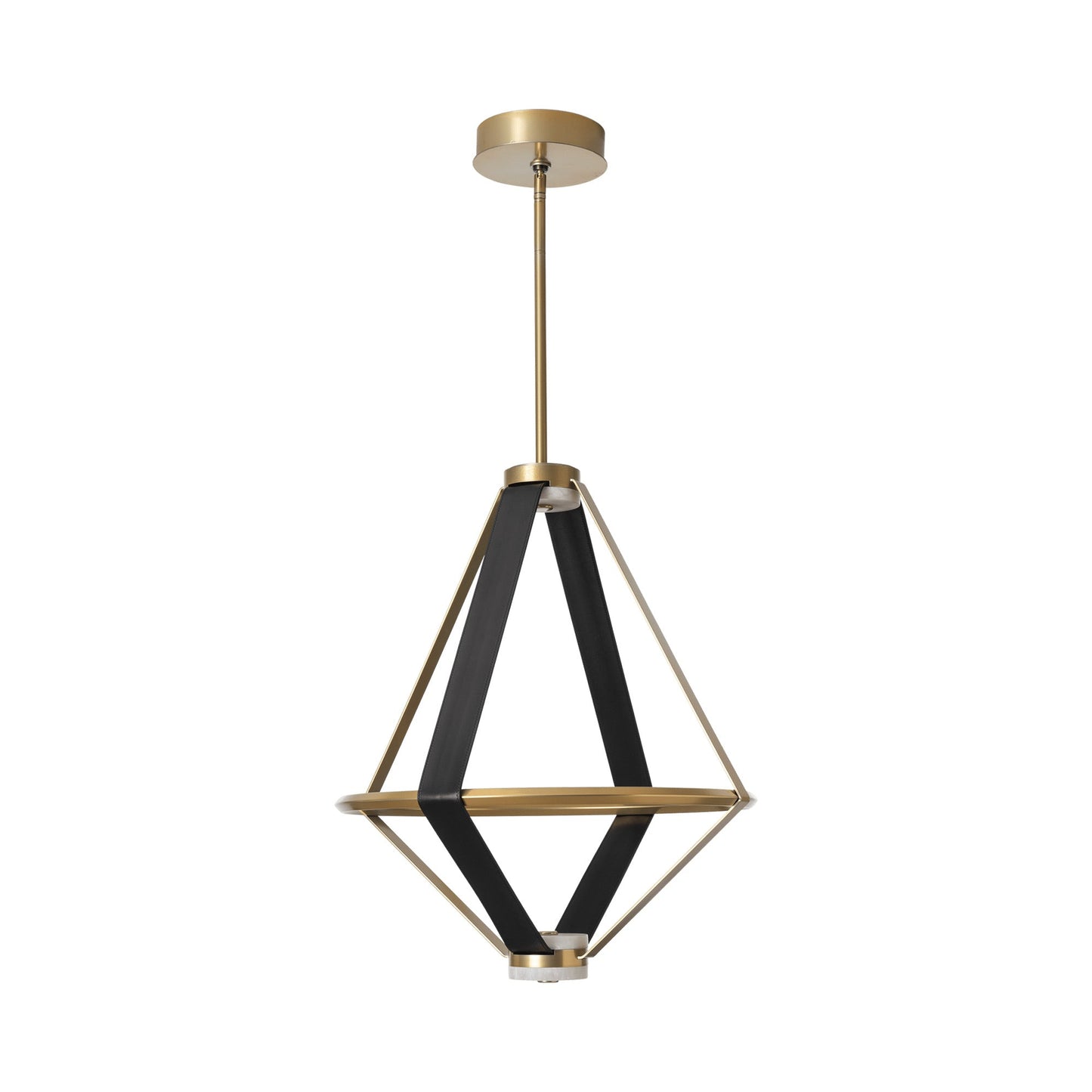 Aspen LED Pendant Light in Modern Brass/Leather Black (27.3-Inch).