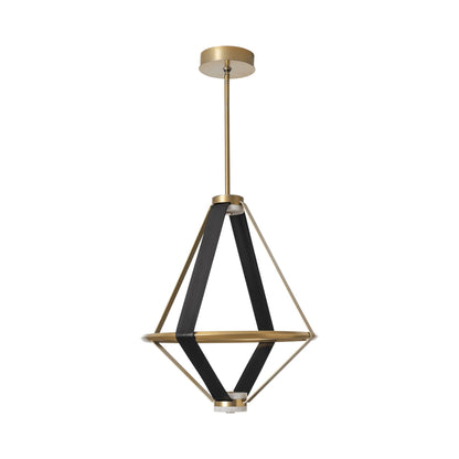 Aspen LED Pendant Light in Modern Brass/Leather Black (27.3-Inch).