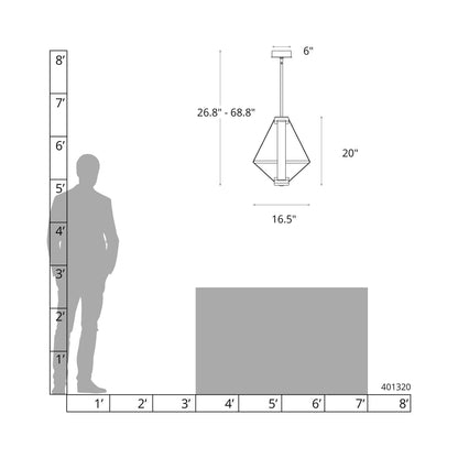 Aspen LED Pendant Light - line drawing.