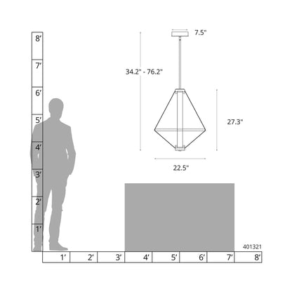 Aspen LED Pendant Light - line drawing.