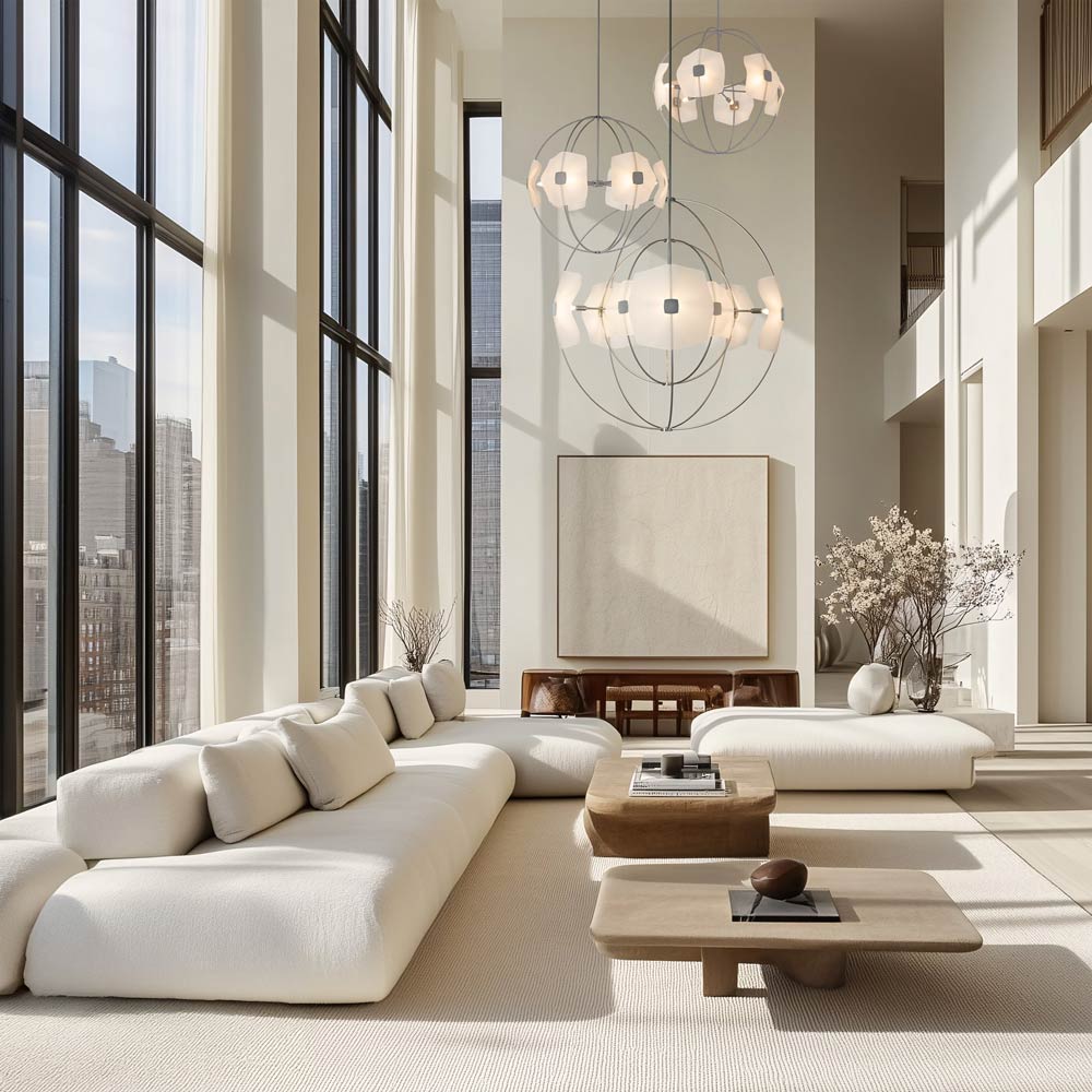 Astra Orb Pendant Light in living room.