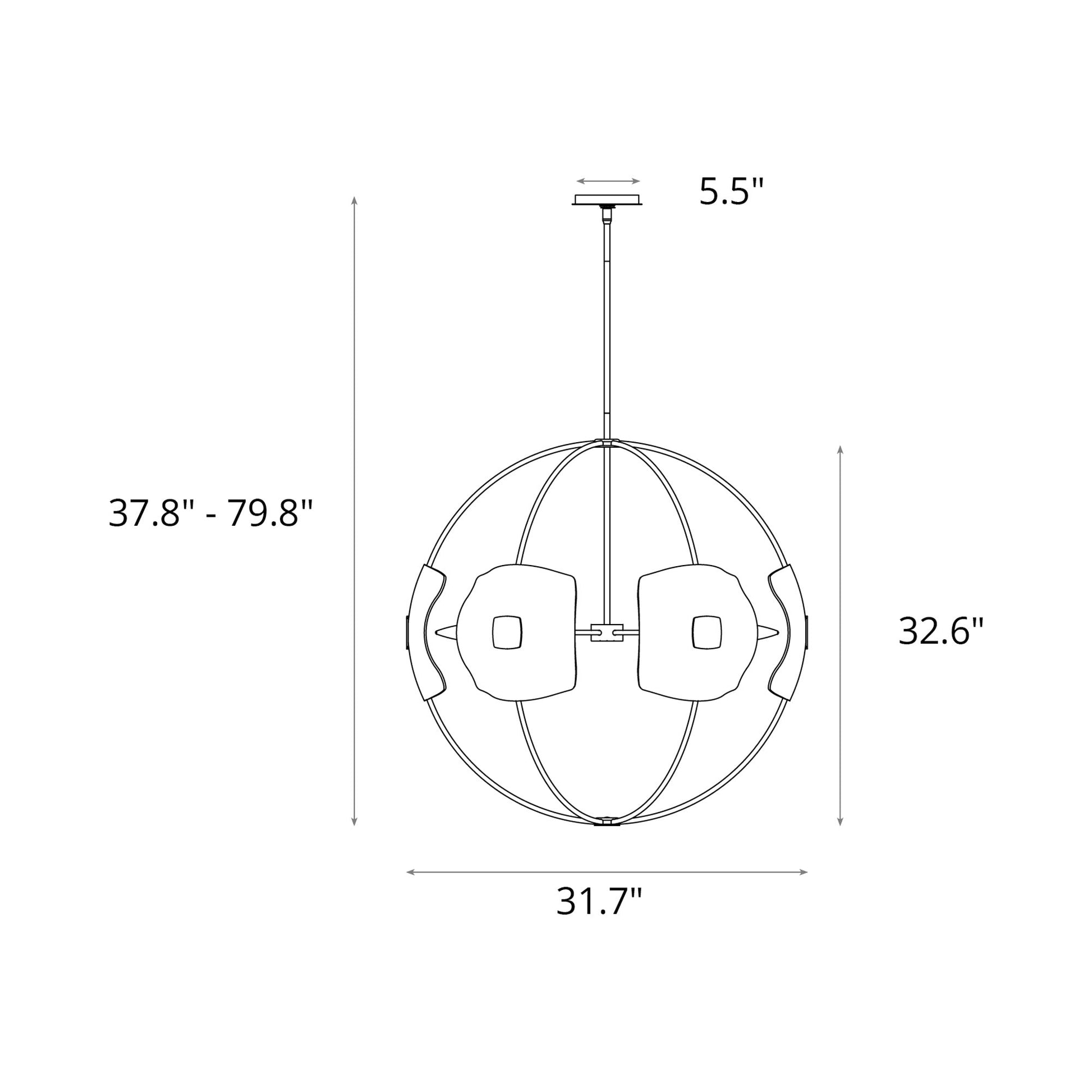 Astra Orb Pendant Light - line drawing.