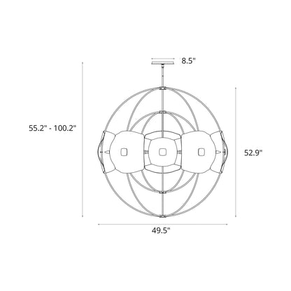 Astra Orb Pendant Light - line drawing.