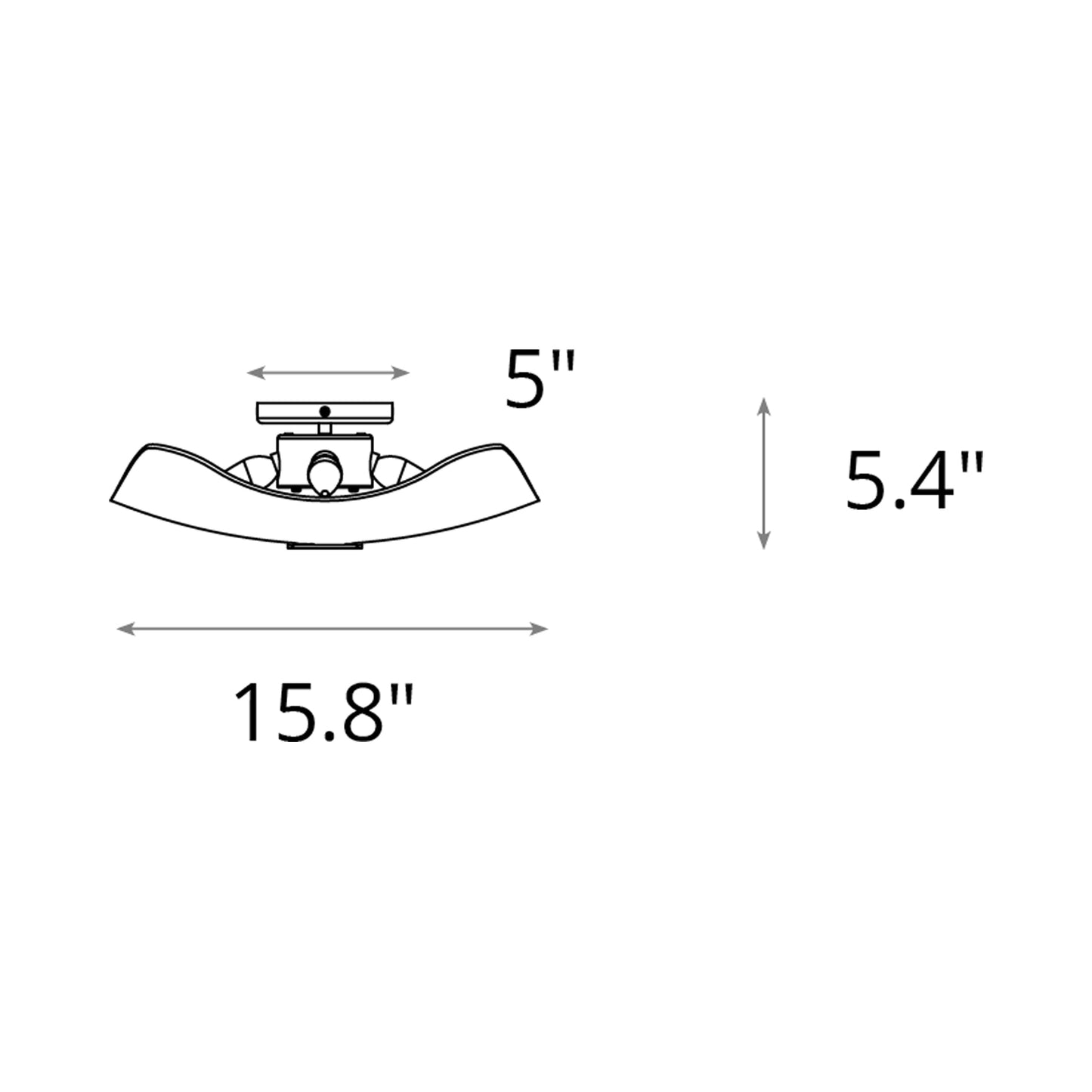 Astra Semi Flush Mount Ceiling Light - line drawing.