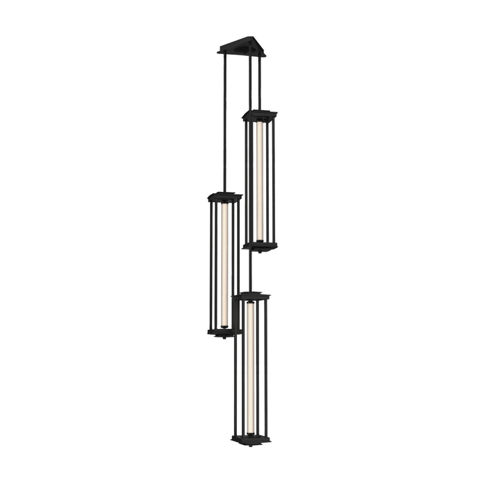 Athena LED Triple Pendant Light in Black (Long).