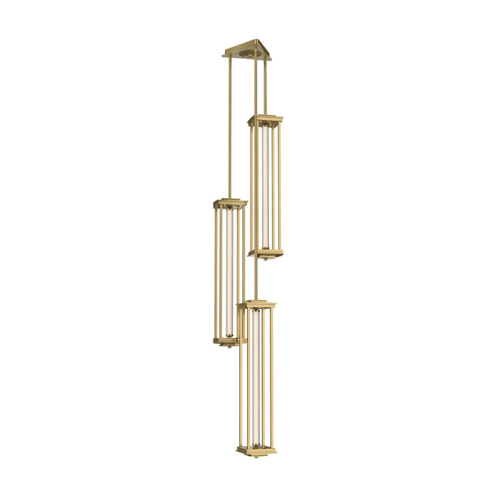 Athena LED Triple Pendant Light in Modern Brass (Long).