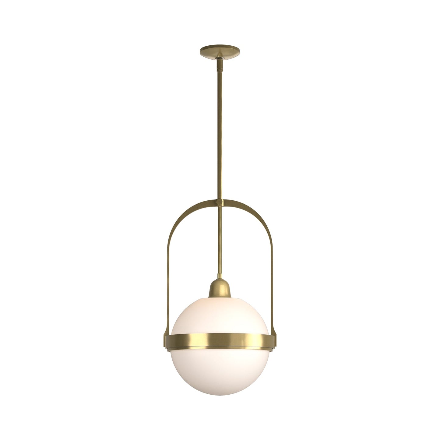Apparatus Pendant Light in Modern Brass (Opal Glass).