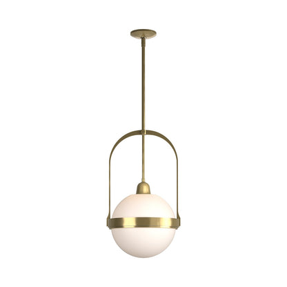 Apparatus Pendant Light in Modern Brass (Opal Glass).