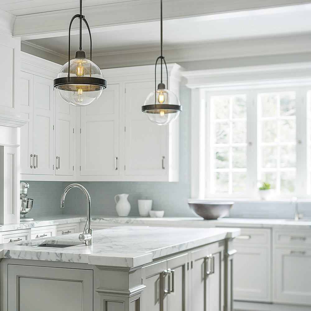 Atlas Globe Pendant Light in kitchen.