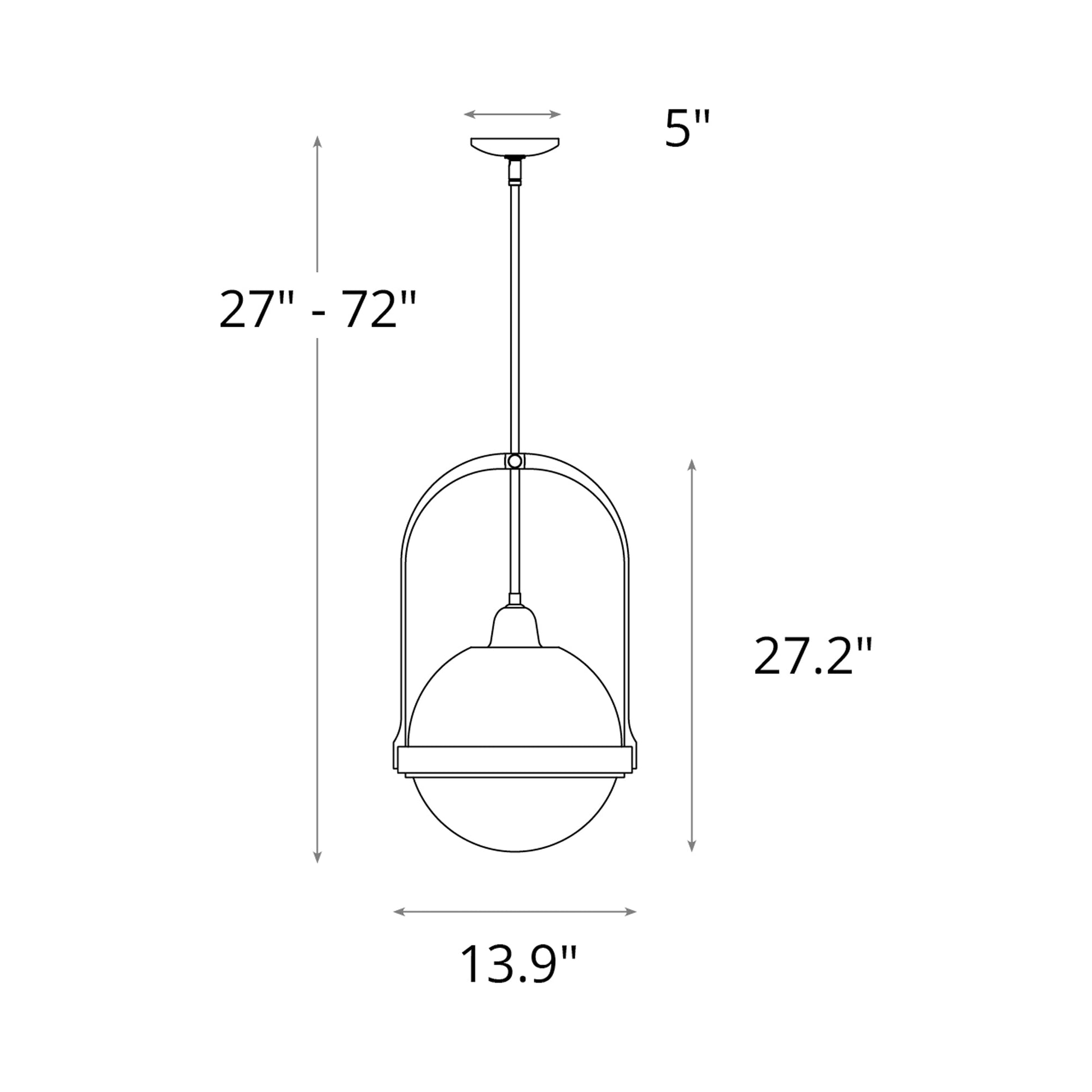 Atlas Globe Pendant Light - line drawing.