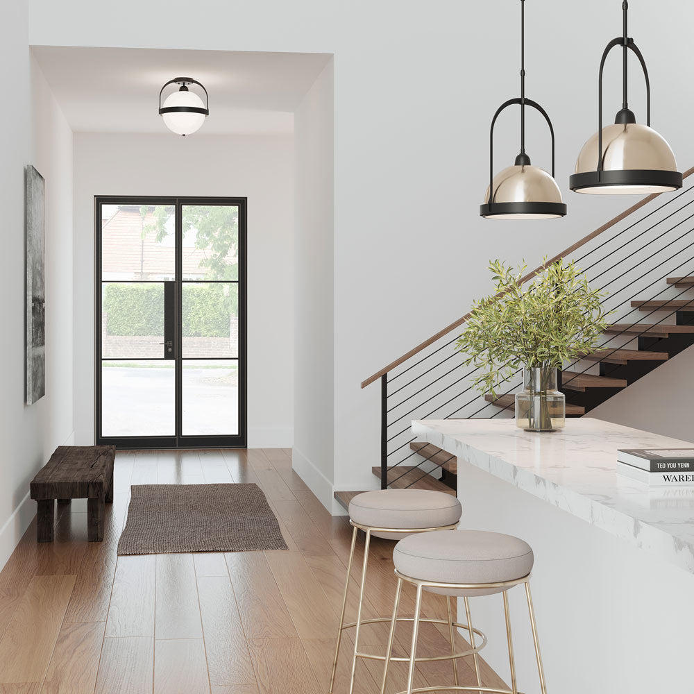 Atlas Semi Flush Mount Ceiling Light in hallway.