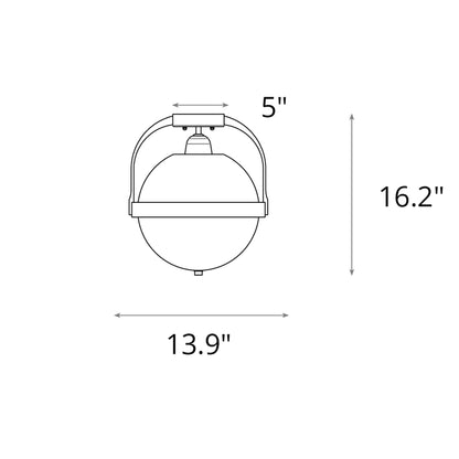 Atlas Semi Flush Mount Ceiling Light - line drawing.