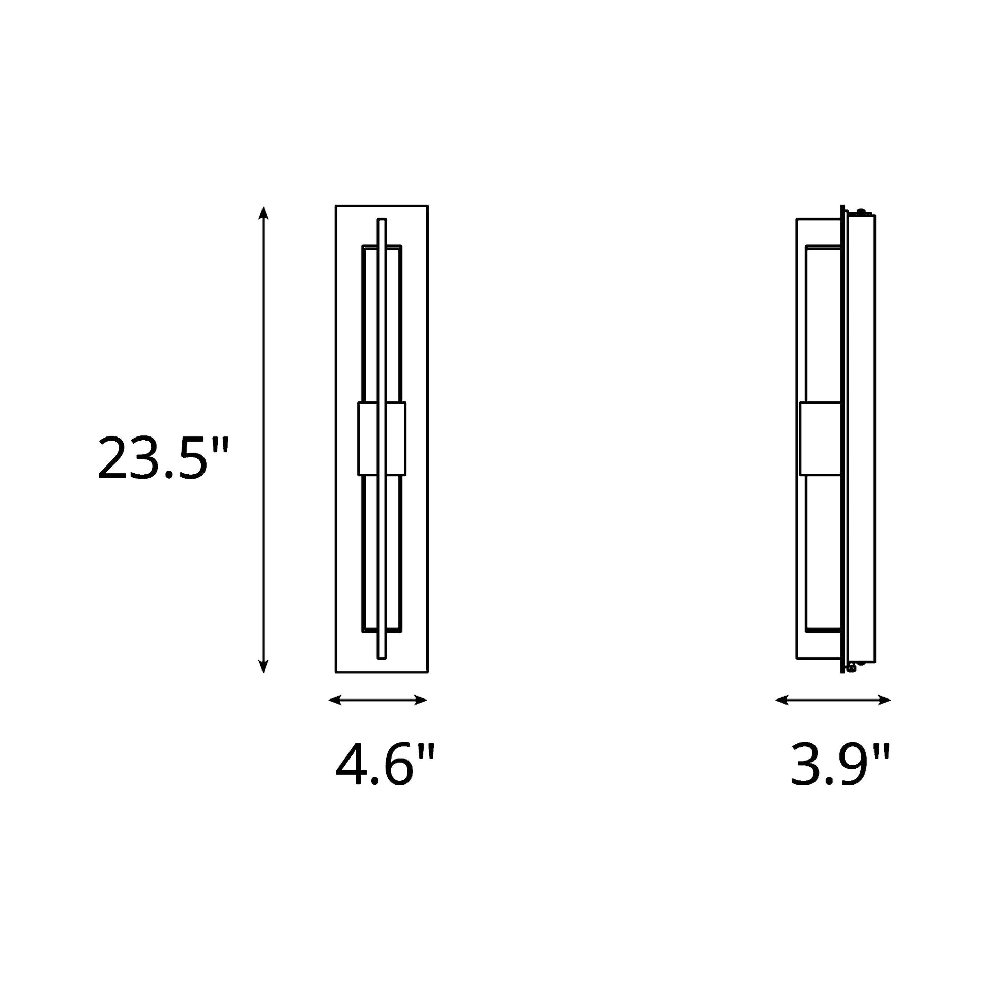 Axis Double LED Wall Light - line drawing.