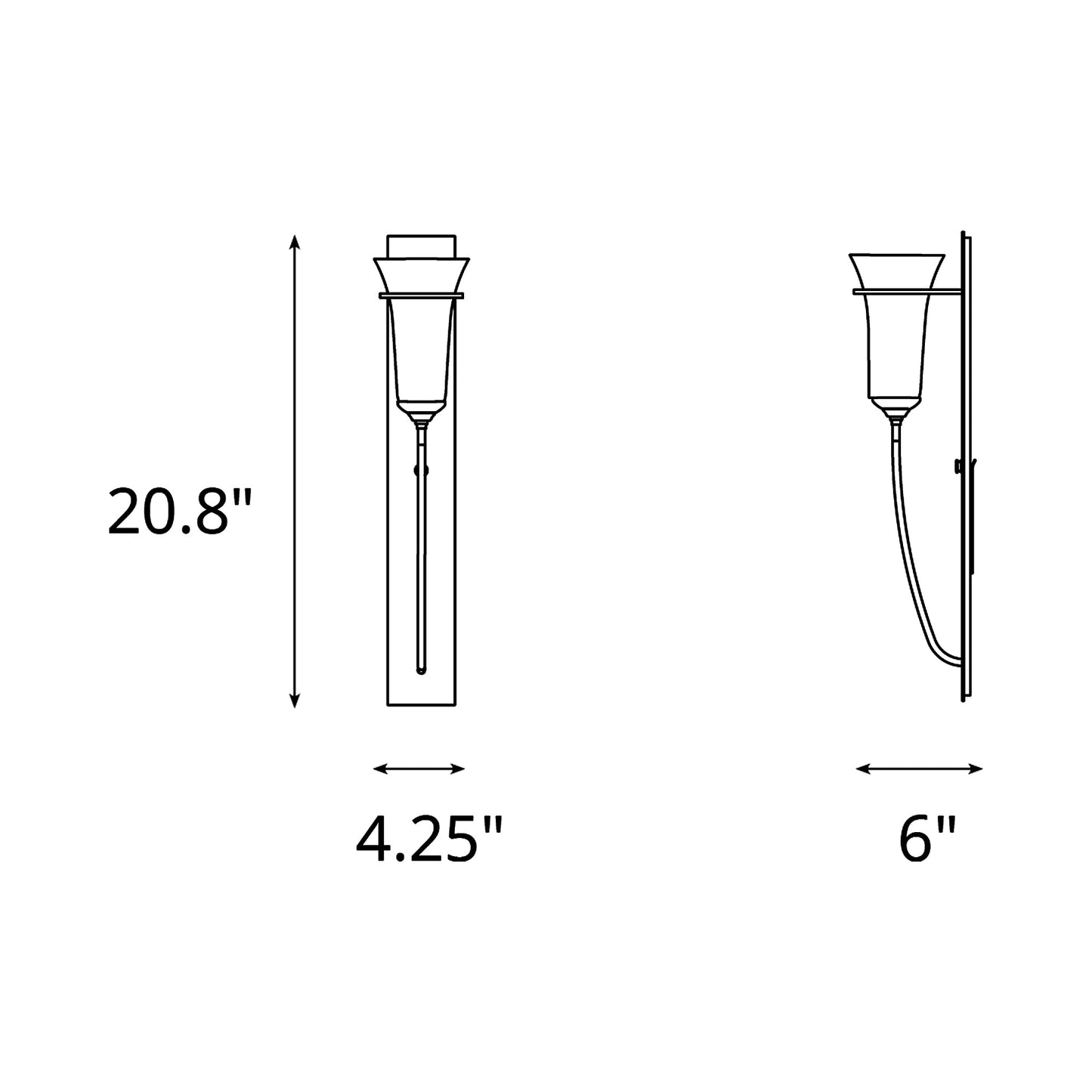 Banded Torch Wall Light - line drawing.