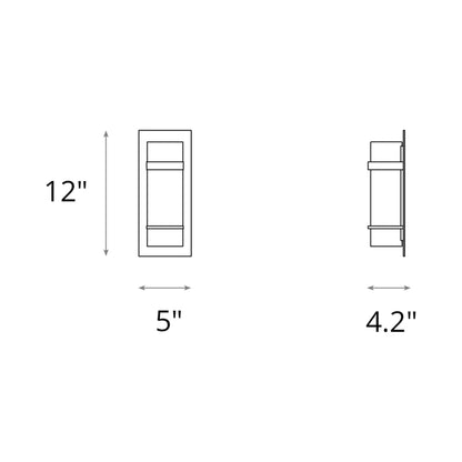 Banded Vertical Bar Wall Light - line drawing.