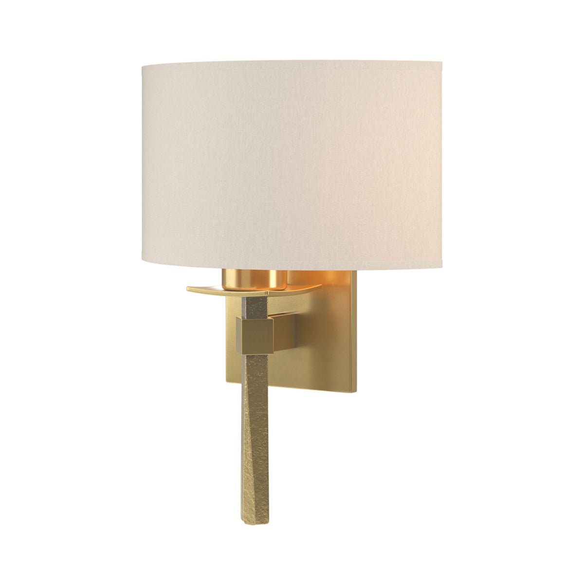 Beacon Hall Half Drum Shade Wall Light in Modern Brass/Flax.