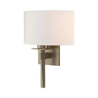 Beacon Hall Half Drum Shade Wall Light in Soft Gold/Flax.