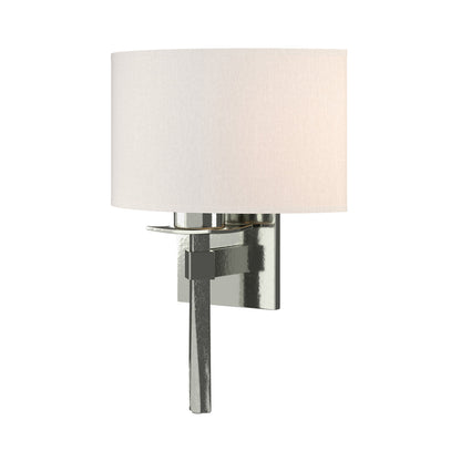 Beacon Hall Half Drum Shade Wall Light in Sterling/Flax.