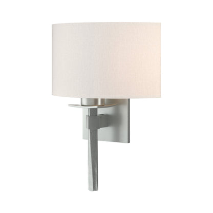Beacon Hall Half Drum Shade Wall Light in Vintage Platinum/Flax.