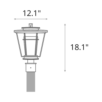 Beacon Hall Outdoor Post Light - line drawing.