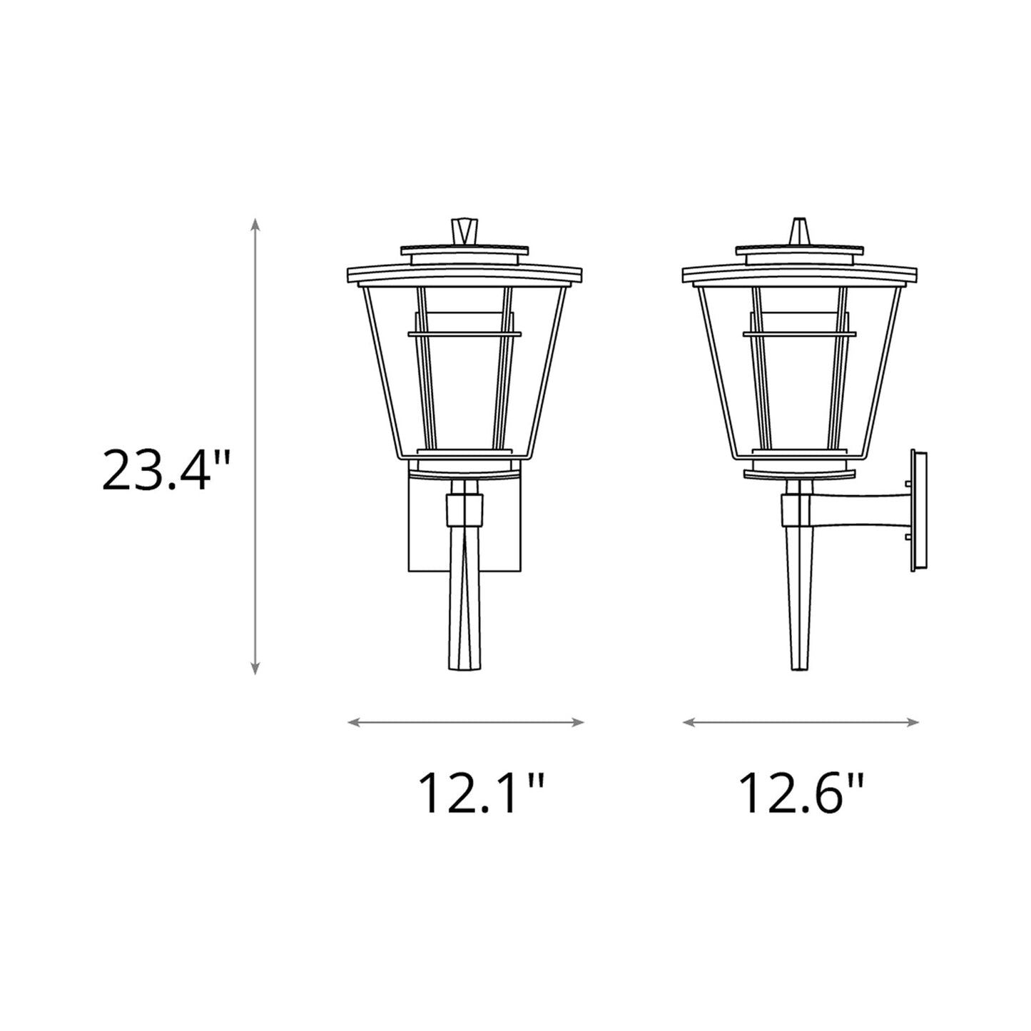 Beacon Hall Outdoor Wall Light - line drawing.