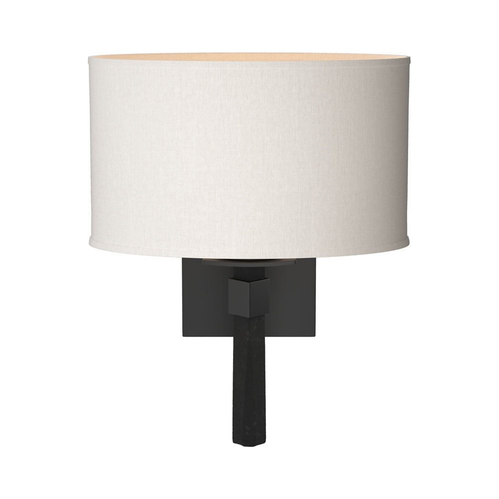Beacon Hall Oval Drum Shade Wall Light in Black/Flax.