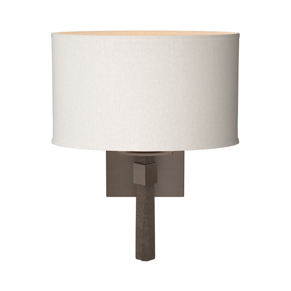 Beacon Hall Oval Drum Shade Wall Light in Bronze/Flax.