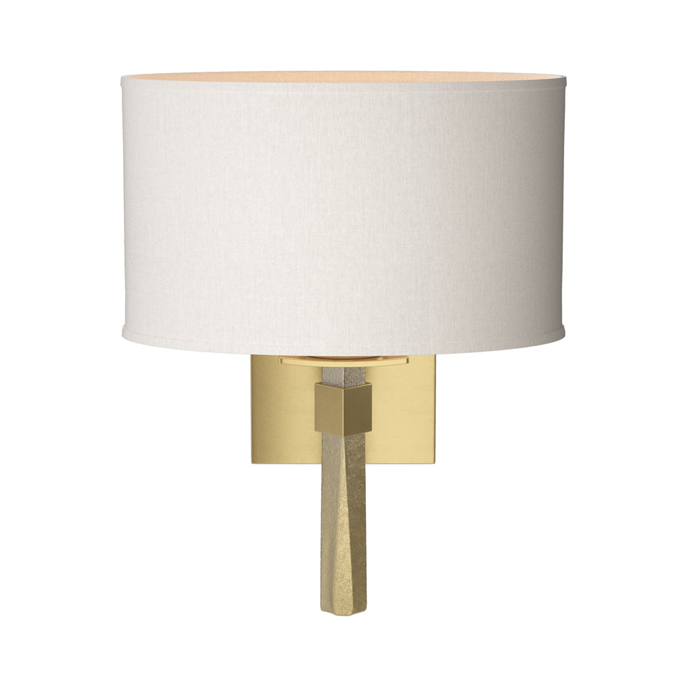 Beacon Hall Oval Drum Shade Wall Light in Modern Brass/Flax.
